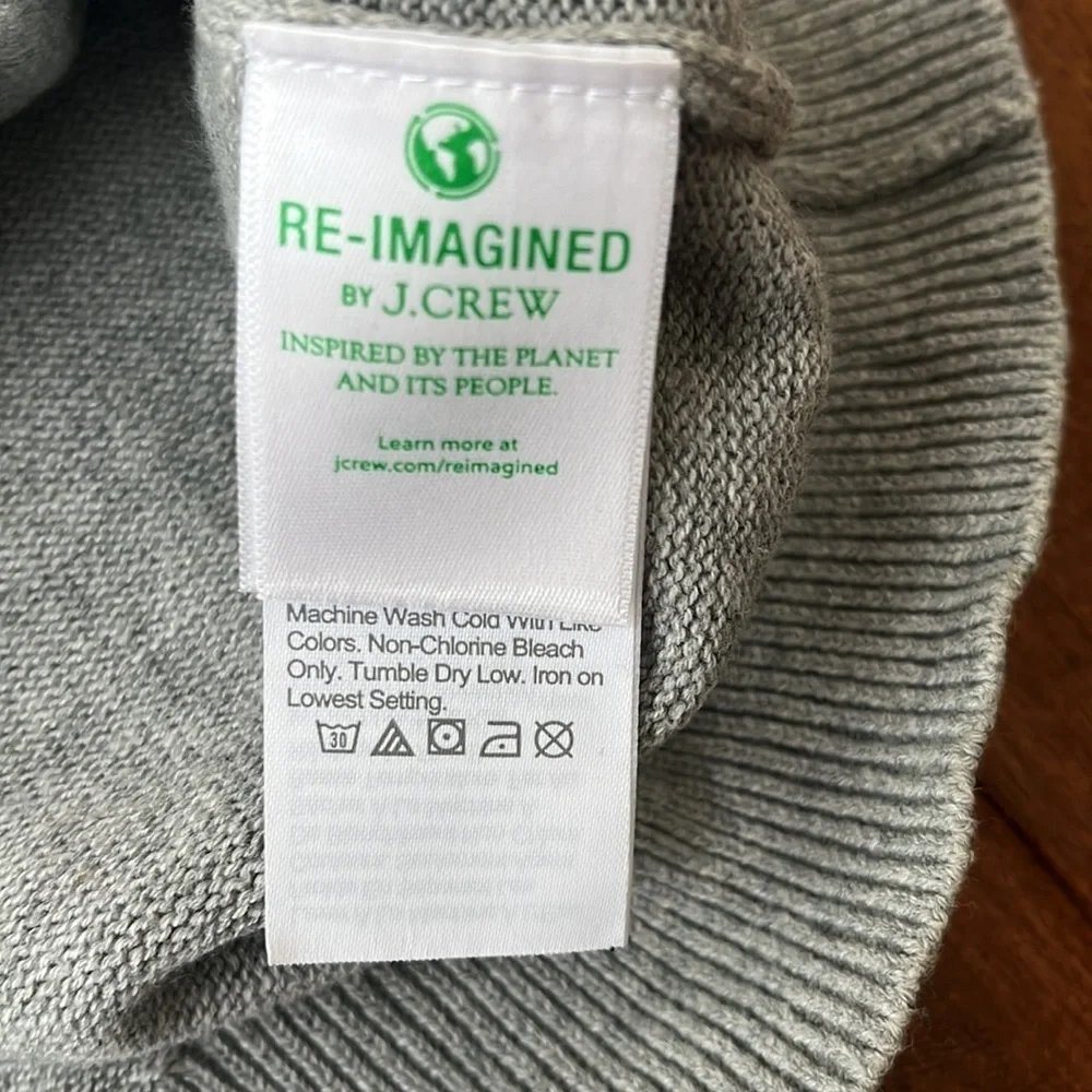 Re Imagined by J Crew Silver Sweater Pullover 1/4 Zip Cotton